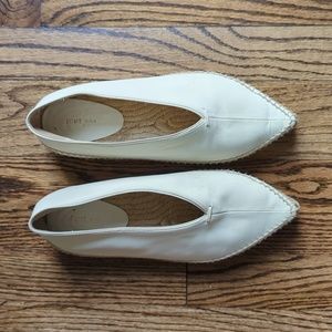 Old Celine leather pointed toe babouche flats 36 jute espadrille platform mules